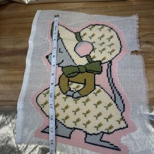 Vintage 14 X 9  Needlepoint Handmade Character “Mouse With Bonnet”